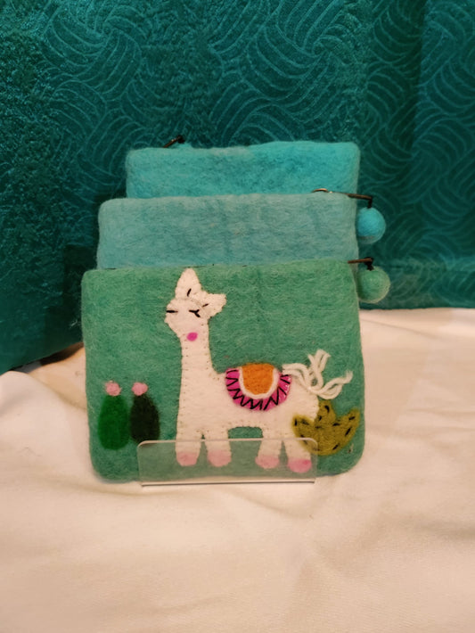 Wool Felt Animal Coin Purse Llama